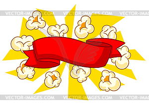 Background with popcorn. snack food in cartoon style - vector clipart / vector image