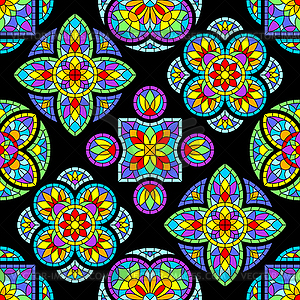 Seamless pattern with stained-glass window in gothi - vector image
