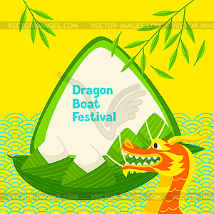 Happy Dragon Boat Festival greeting card. Chinese - vector clip art