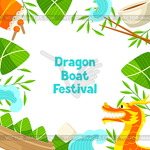 Happy Dragon Boat Festival greeting card. Chinese - vector image
