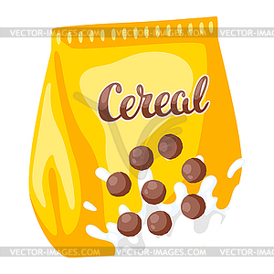 Breakfast cereal package. healthy food - vector clip art