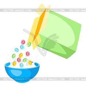 Breakfast cereal is poured into bowl. healthy food - vector clipart