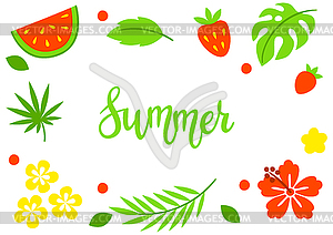 Frame with plants. Beautiful tropical natural - vector clipart