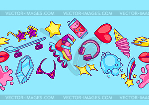 Seamless pattern with fashion girlish items. - vector clip art