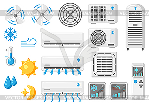 Комплект кондиционеров. Значок или изображение для - стоковый векторный клипарт