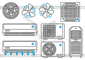 Комплект кондиционеров. Значок или изображение для - векторизованное изображение клипарта