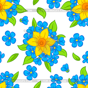 Seamless pattern with spring flowers. Beautiful - vector EPS clipart