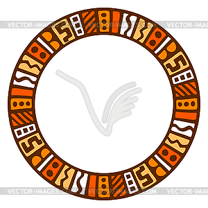 Африканский этнический круглый орнамент. Ручной штамп - векторизованное изображение