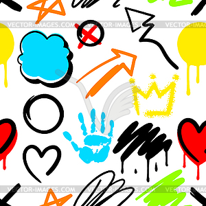 Pattern with graffiti symbols. Cartoon abstract - vector clipart