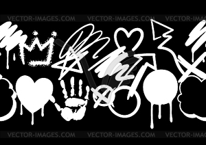 Pattern with graffiti symbols. Cartoon abstract - vector image