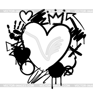 Background with graffiti symbols. Cartoon abstract - vector clipart