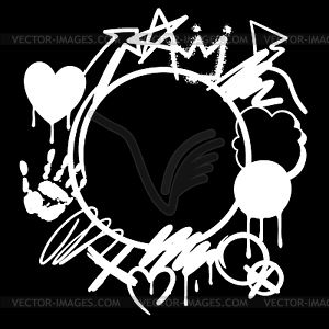 Frame with graffiti symbols. Cartoon abstract grung - vector clip art