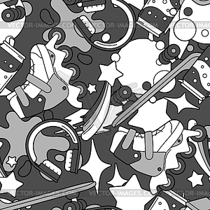 Seamless pattern with fashion items. Monochrome - vector clipart