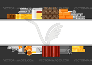 Building materials background. Industrial products - vector image