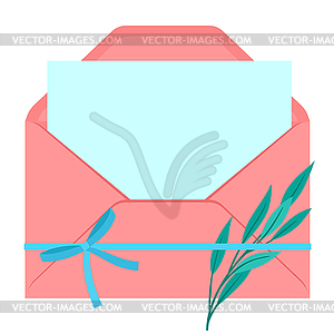 Letter in envelope. Romantic template with decor - vector clip art