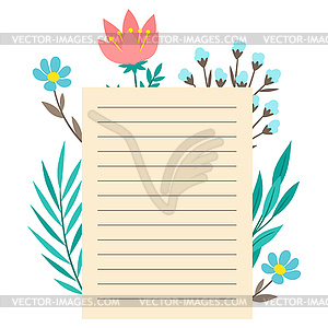 Background with flowers. Romantic template with - vector image