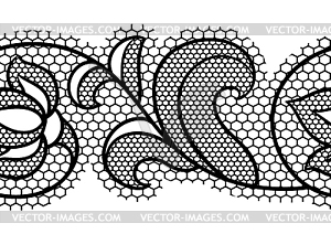 Lace floral pattern. Seamless border with flowers - vector clipart