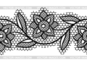 Lace floral pattern. Seamless border with flowers - vector clip art