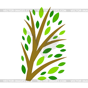 Stylized tree with leaves. or concept for emblem an - vector clipart