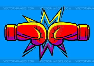Эмблема с боксерскими перчатками. Лейбл Box club. Спорт - векторный клипарт EPS
