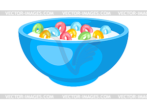 Breakfast cereal in bowl. healthy food - vector image