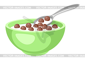 Breakfast cereal in bowl. healthy food - vector clip art