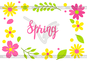 Frame with spring flowers. Beautiful decorative - vector clip art