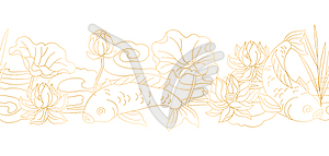 Oriental fish and lotus pattern. Chinese and - vector image
