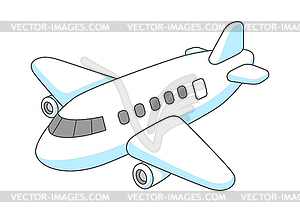 Flying cartoon airplane. Travel and tourism item - stock vector clipart