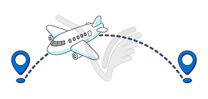 Flying distance airplane. Travel and tourism - vector image