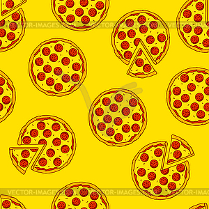 Вкусный узор для итальянской пиццы. Вкусный фастфуд - изображение в векторном виде