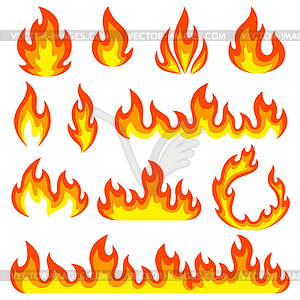 Set of stylized fire. Decorative element for design - vector clipart