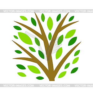 Stylized tree with leaves. or concept for emblem an - vector image