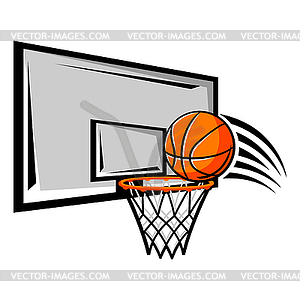 Emblem with basketball symbols. Sport club label - vector clip art