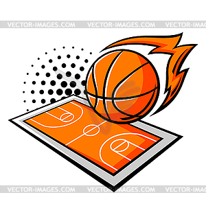 Emblem with basketball symbols. Sport club label - color vector clipart