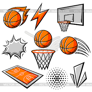 Set of basketball symbols. Sport club  - vector clip art