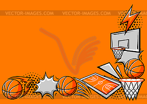 Background with basketball items. Sport club  - vector image