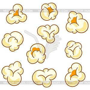 Набор попкорна. закуска в мультяшном стиле - векторизованное изображение