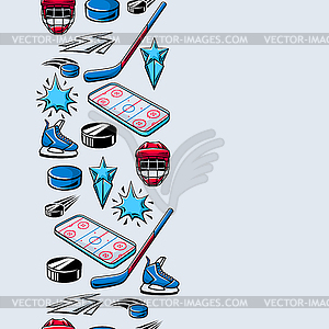 Pattern with hockey items. Sport club . Healthy - vector clip art