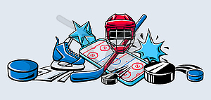 Background with hockey items. Sport club . Healthy - vector clipart