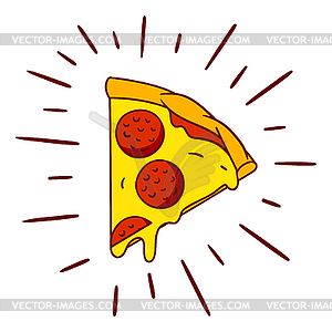Tasty Italian pizza slice. Delicious fast food meal - vector EPS clipart