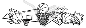 Background with basketball items. Sport club  - vector clip art