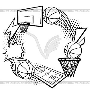 Frame with basketball items. Sport club  - vector clipart