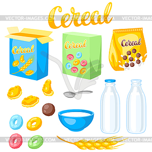 Breakfast cereal set. healthy food - vector clipart