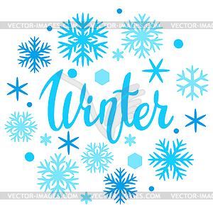 Winter background with snowflakes. Merry Christmas - vector image