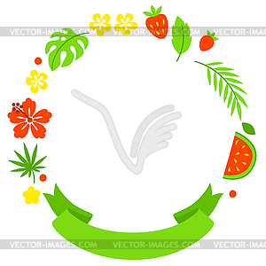 Frame with summer plants. Beautiful tropical natura - vector clipart