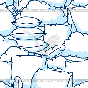 Pattern with pillows. Accessories for sleeping and - vector image