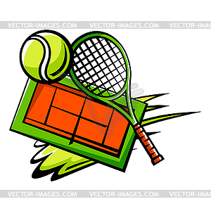 Эмблема с теннисной символикой. Этикетка спортивного клуба или - векторное изображение клипарта