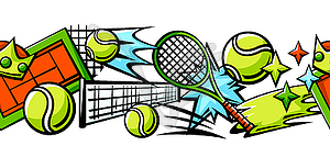 Pattern with tennis items. Sport club  - vector clip art