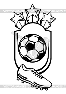 Emblem with soccer symbols. Football club label. - vector image